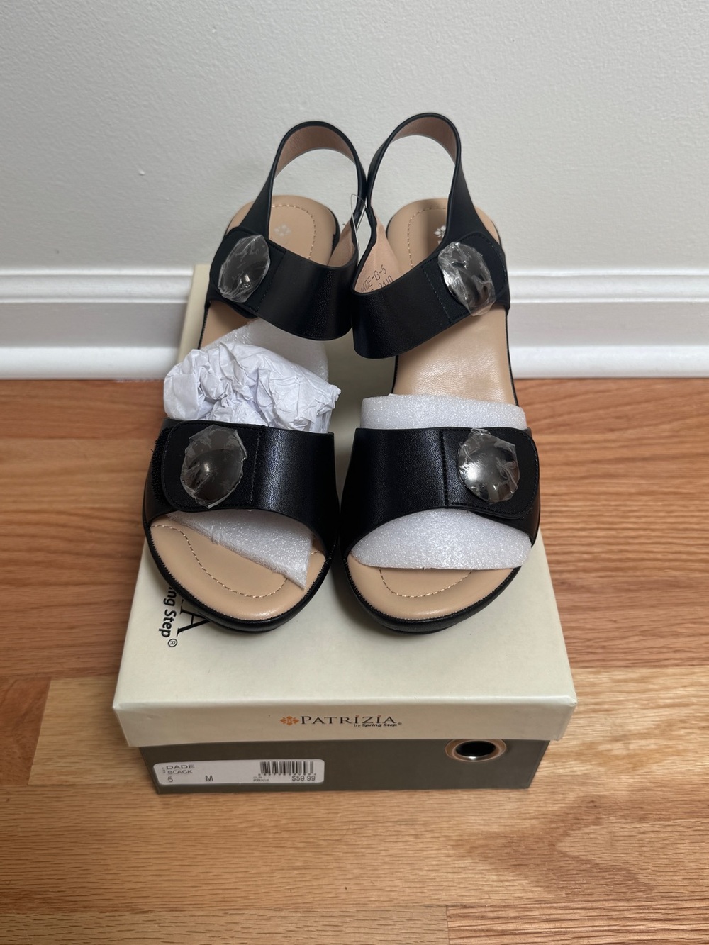 Patrizia black sandals with decorative buckle size 5